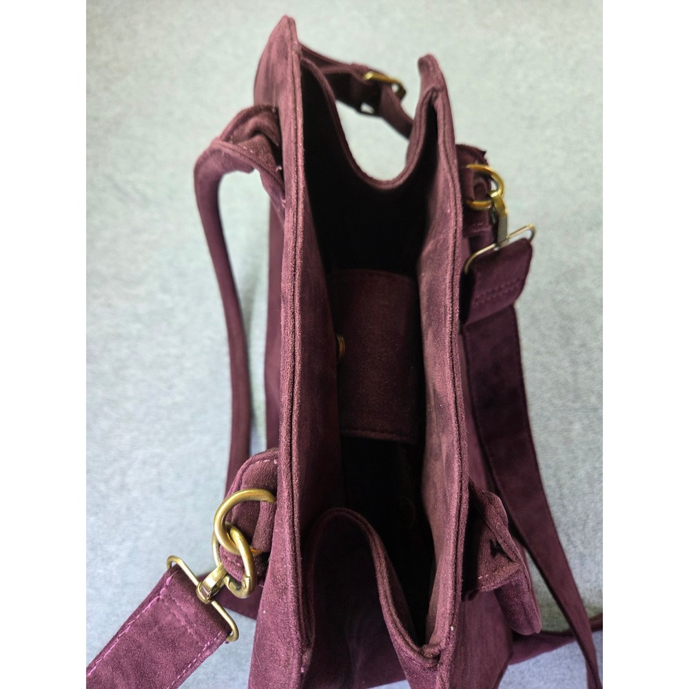 White Mountain Womens Suede Satchel Crossbody Bag OS Burgundy Boho Academic